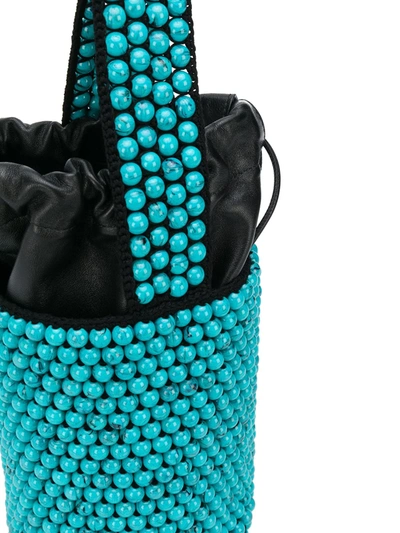 Shop Jil Sander Beaded Top-handle Bucket Bag In Blue
