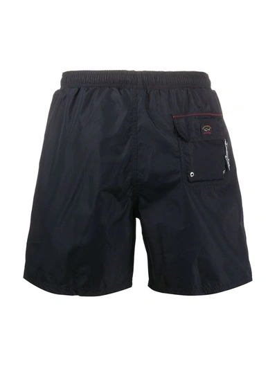 Paul & Shark Logo-patch Drawstring Swim Shorts In Blue