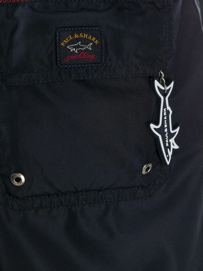 Paul & Shark Logo-patch Drawstring Swim Shorts In Blue