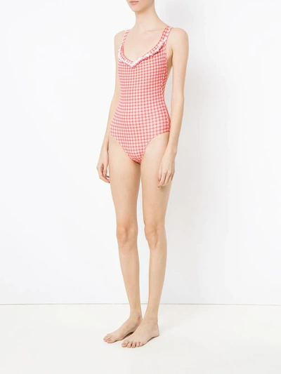 Shop Amir Slama Plaid Swimsuit In Red