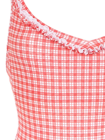 Amir Slama Plaid Swimsuit In Red