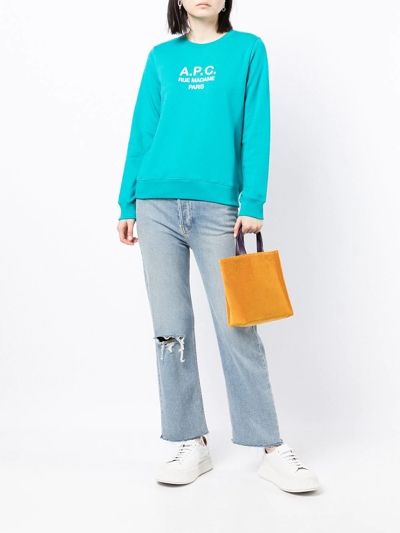 Apc Logo-printed Sweatshirt In Grün