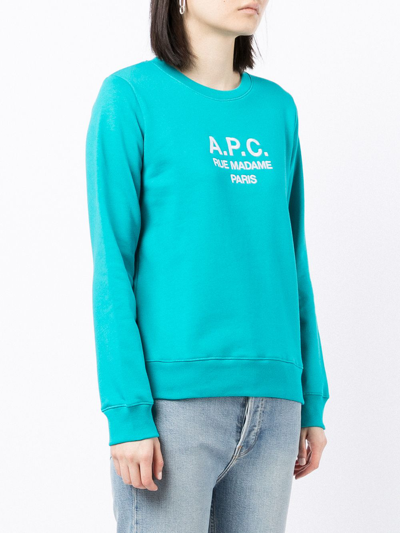 Apc Logo-printed Sweatshirt In Grün