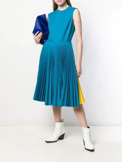 Shop Calvin Klein 205w39nyc Sleeveless Pleated Dress In Blue