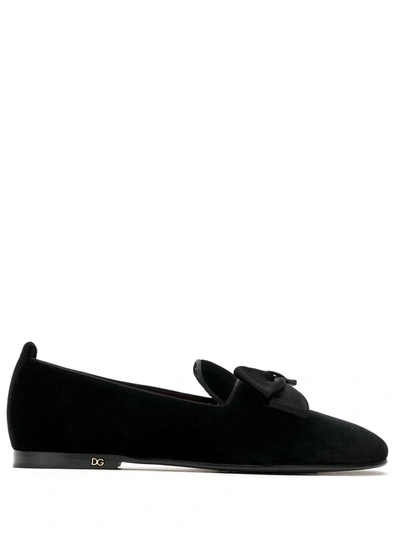 Shop Dolce & Gabbana Bow Detail Loafers In Black