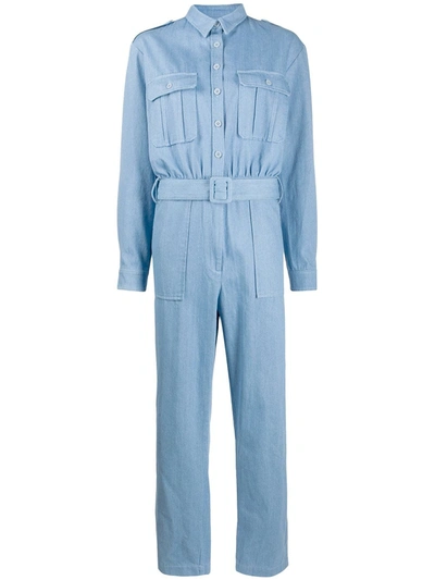 Shop Andamane Patch-pocket Belted Jumsuit In Blue