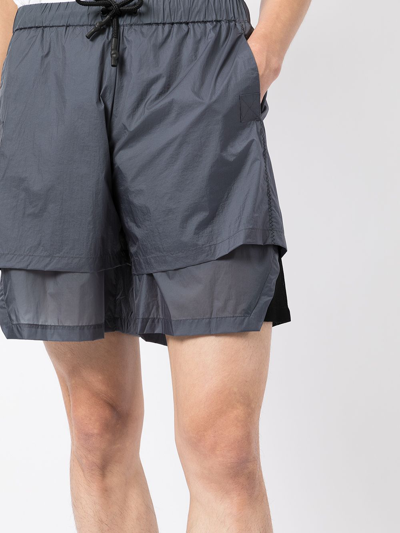 Shop Mcq By Alexander Mcqueen Breathe Layered Shorts In Grey