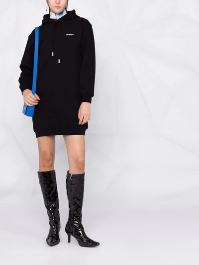 Shop Off-white Diag-stripe Print Sweatshirt Dress In Schwarz
