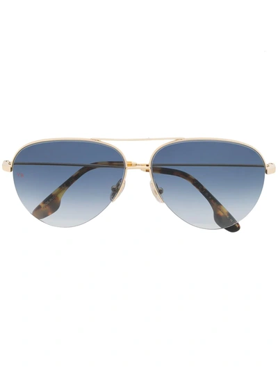 Shop Victoria Beckham Classic Victoria Aviator-frame Sunglasses In Gold