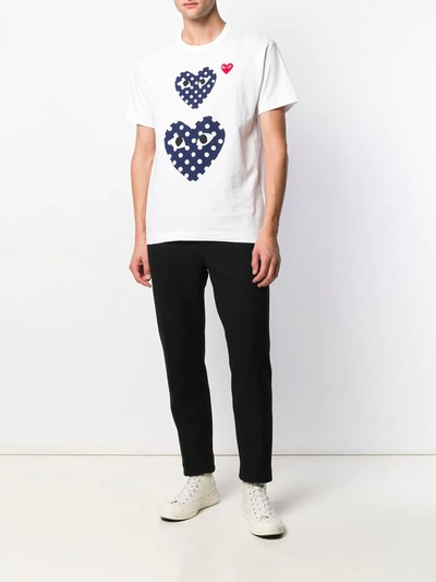 Shop Comme Des Garçons Play Heart Print T-shirt In White