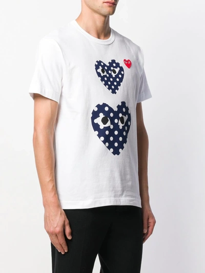 Shop Comme Des Garçons Play Heart Print T-shirt In White