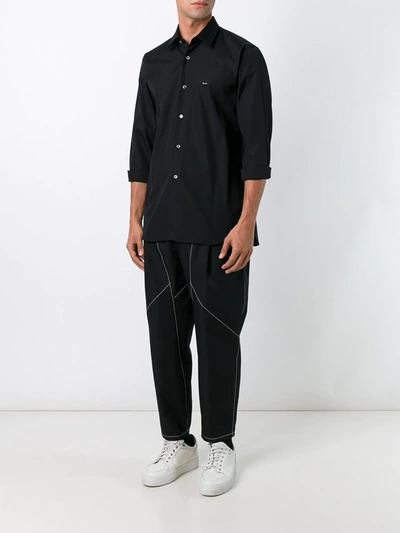Comme Des Garçons Play Small Black Emblem Cotton Button Down In Black