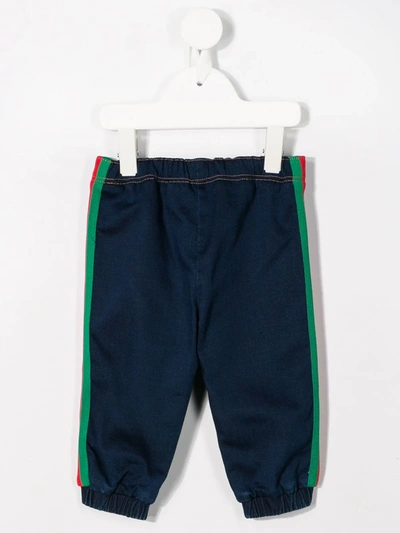 Shop Gucci Web Trim Track Trousers In Blue