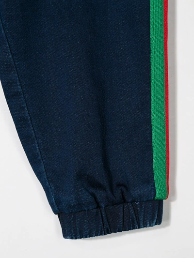 Shop Gucci Web Trim Track Trousers In Blue