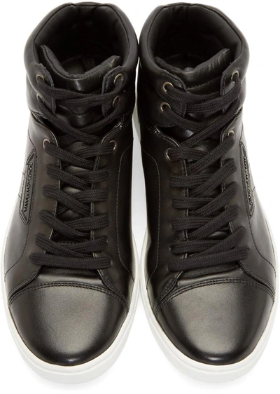 Shop Dolce & Gabbana Black Leather London High-top Sneakers
