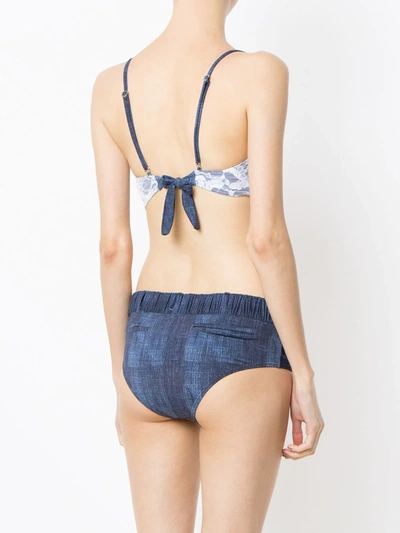 Shop Amir Slama Lace Applique Denim Bikini Set In Blue
