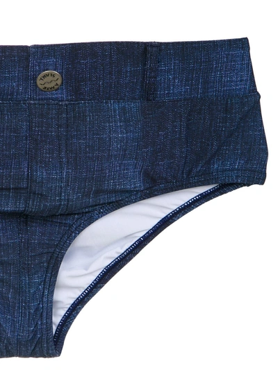 Amir Slama Lace Applique Denim Bikini Set In Blue