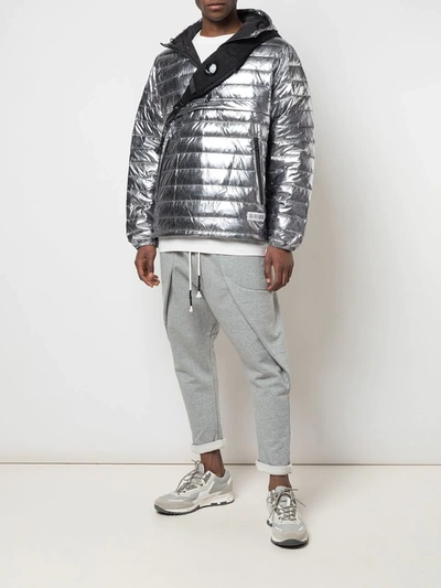 Shop Mostly Heard Rarely Seen Quarter Zip Puffer Jacket In Silver