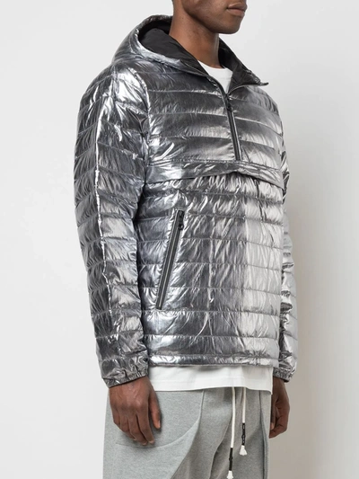 Shop Mostly Heard Rarely Seen Quarter Zip Puffer Jacket In Silver