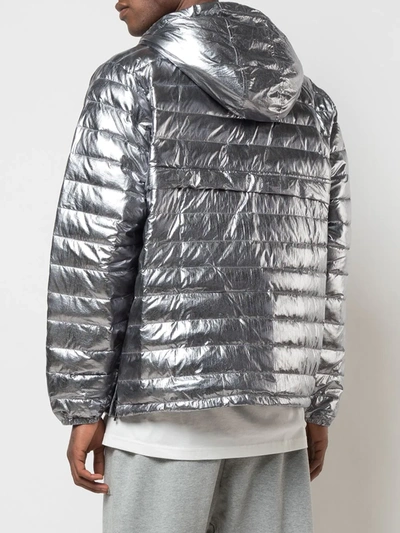 Shop Mostly Heard Rarely Seen Quarter Zip Puffer Jacket In Silver