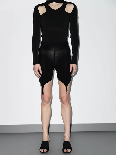 Shop Dion Lee Suspender-clip High-waist Cycling Shorts In Black