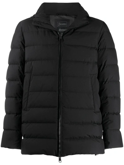 Shop Herno Hooded Down Jacket In Black