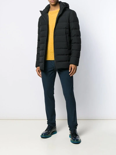 Shop Herno Hooded Down Jacket In Black