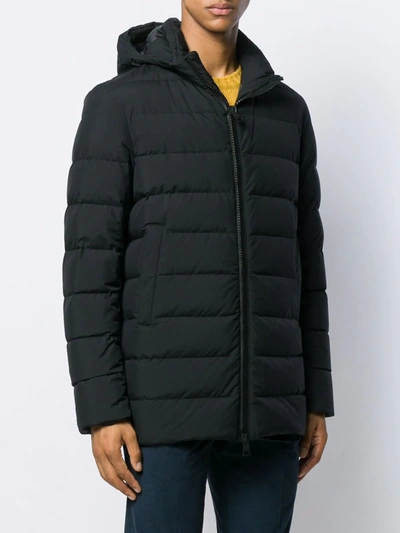 Shop Herno Hooded Down Jacket In Black