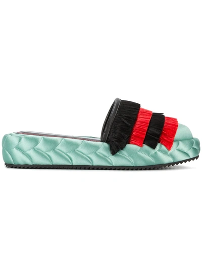 Shop Marco De Vincenzo Quilted Platform Slippers In Green