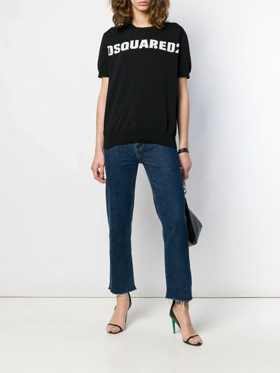 Shop Dsquared2 Logo Knit Top In Black