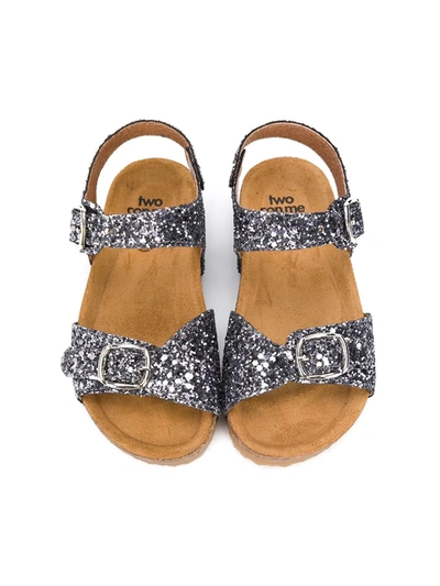 Shop Pèpè Glittered Sandals In Grey