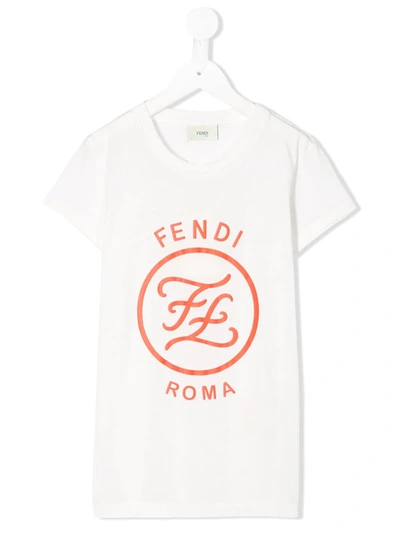 Shop Fendi Logo Printed T-shirt In White