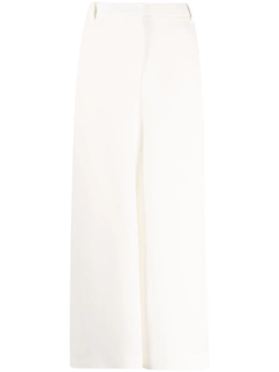 Shop Valentino Cropped Wide-leg Trousers In White