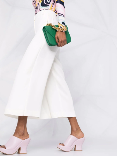Shop Valentino Cropped Wide-leg Trousers In White