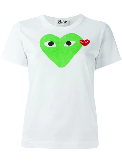 Shop Comme Des Garçons Play Heart Print T-shirt In White