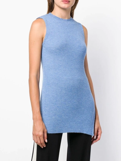 Shop Cashmere In Love Cashmere Ribbed Vest In Blue