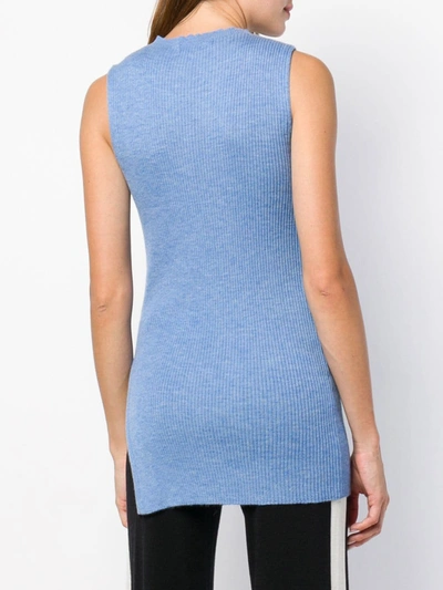 Shop Cashmere In Love Cashmere Ribbed Vest In Blue