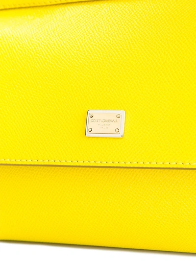 Shop Dolce & Gabbana Small Sicily Leather Top-handle Bag In Yellow