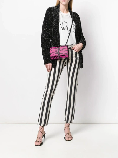 Saint Laurent Metallic Flecked Chenille Cardigan In Black