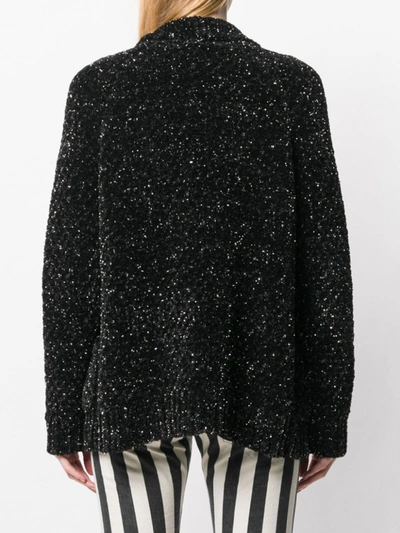 Saint Laurent Metallic Flecked Chenille Cardigan In Black