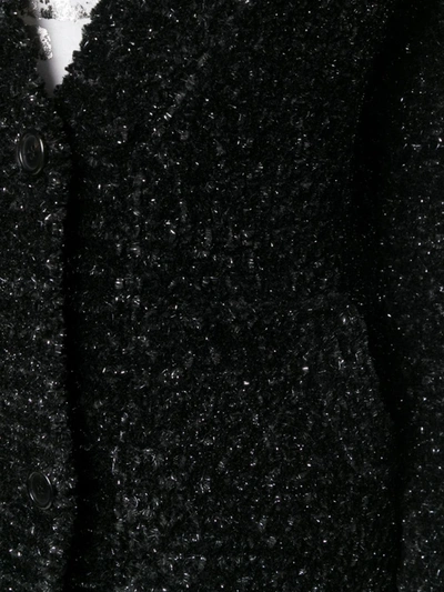 Saint Laurent Metallic Flecked Chenille Cardigan In Black