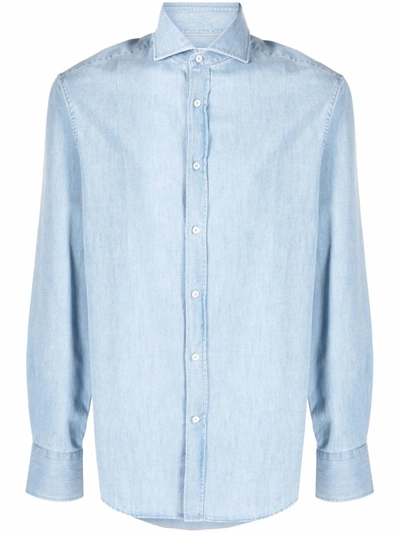 Shop Brunello Cucinelli Long-sleeved Denim Shirt In Blue