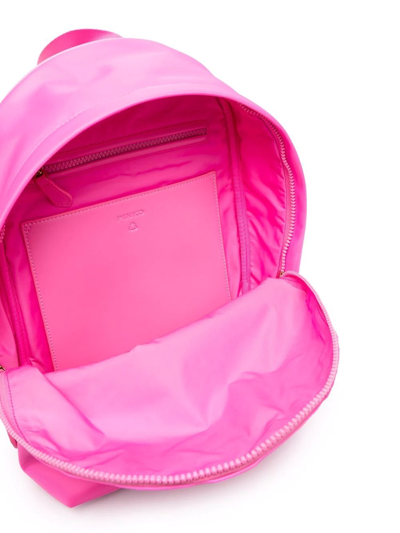 Shop Pinko Radial-logo Print Backpack In Rosa