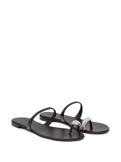 Shop Giuseppe Zanotti Ring-embellished Flat Sandals In Black