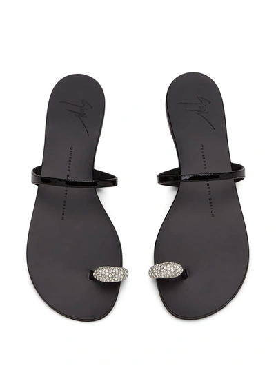 Shop Giuseppe Zanotti Ring-embellished Flat Sandals In Black