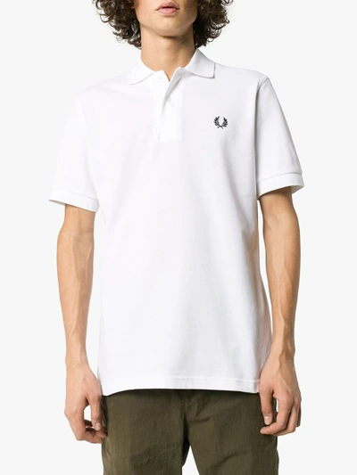 Shop Fred Perry Logo-embroidered Polo Shirt In White