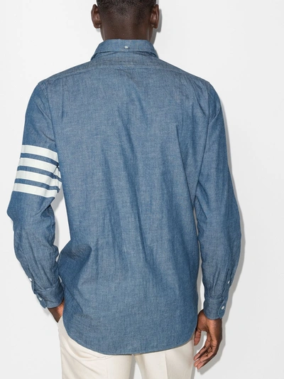 Shop Thom Browne 4-bar Long-sleeve Shirt In Blau