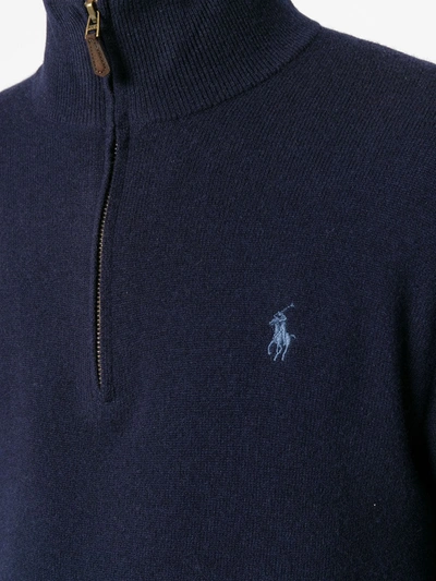 Shop Polo Ralph Lauren Half-zip Logo Jumper In Blue