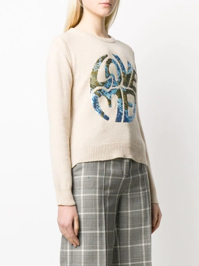 Shop Alberta Ferretti Love Me! Sequinned Jumper In Neutrals