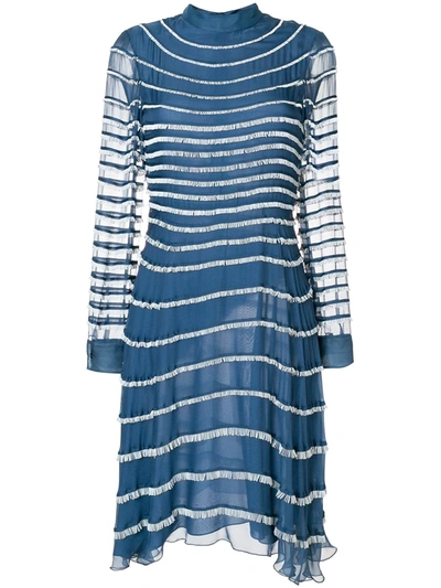 Shop Valentino Fringed Dress In Blue